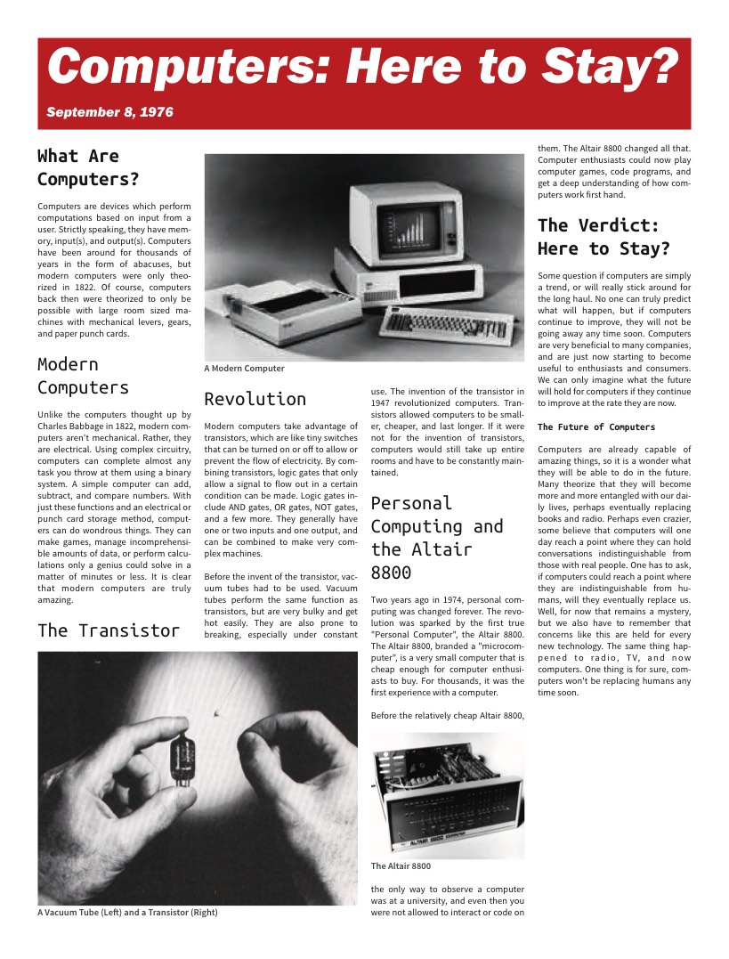 Mock newspaper